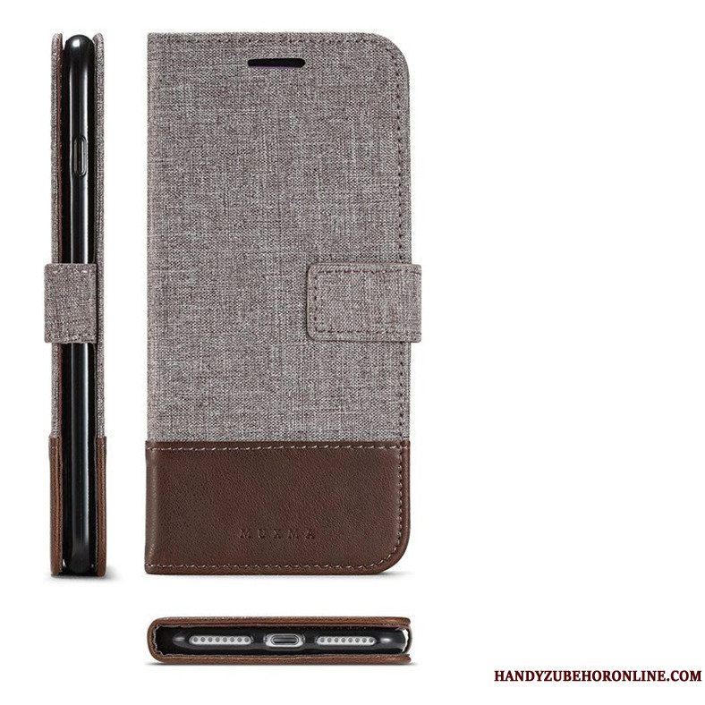 Etui Samsung Galaxy A50 Tasker Anti-fald Lærred, Cover Samsung Galaxy A50 Læder Kort Sort