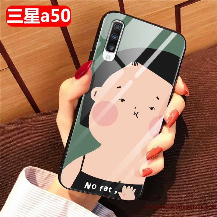 Etui Samsung Galaxy A50 Tasker Glas Telefon, Cover Samsung Galaxy A50 Blød Lyserød Anti-fald