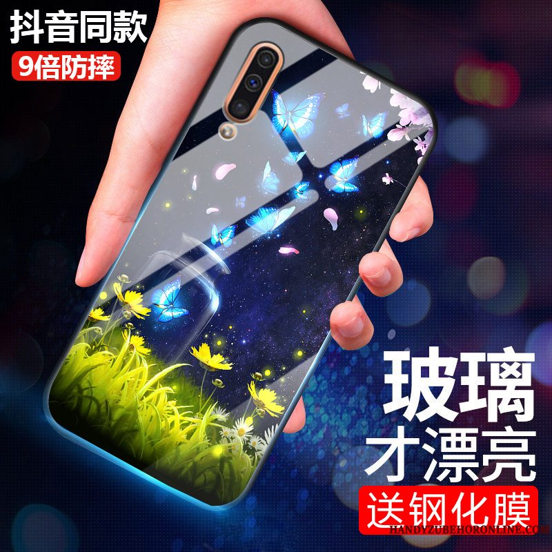 Etui Samsung Galaxy A50 Tasker Hærdet Glas Blå, Cover Samsung Galaxy A50 Kreativ Telefonnet Red