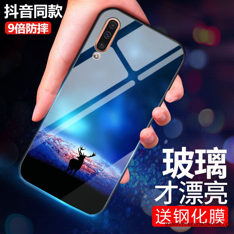 Etui Samsung Galaxy A50 Tasker Hærdet Glas Blå, Cover Samsung Galaxy A50 Kreativ Telefonnet Red
