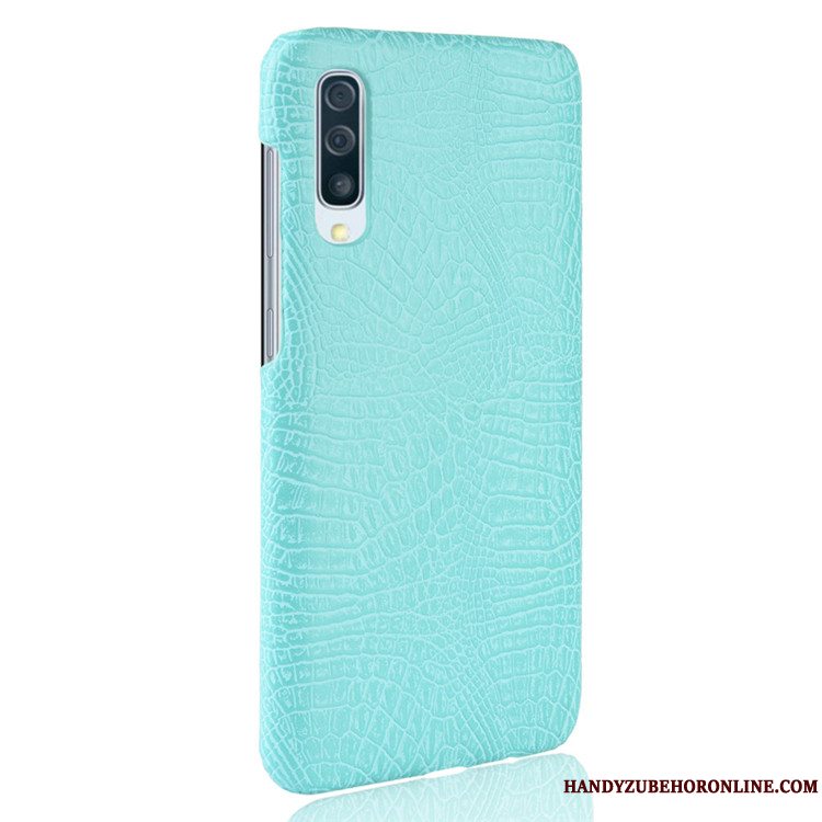 Etui Samsung Galaxy A50 Tasker Krokodille Mønster Blå, Cover Samsung Galaxy A50 Læder Hård Telefon