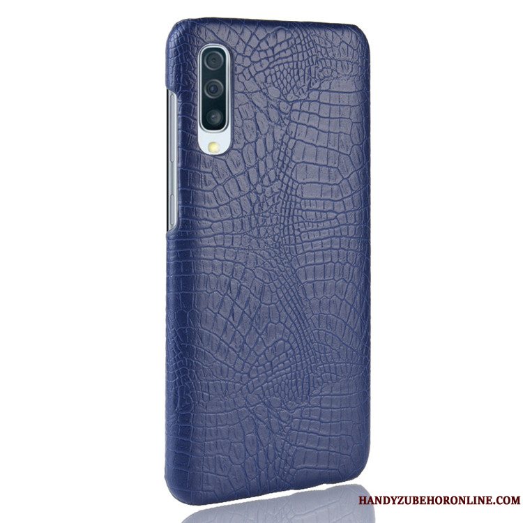 Etui Samsung Galaxy A50 Tasker Krokodille Mønster Blå, Cover Samsung Galaxy A50 Læder Hård Telefon