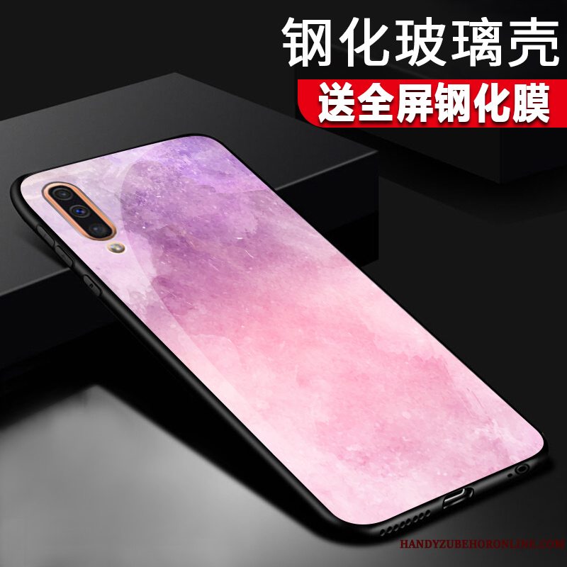 Etui Samsung Galaxy A50 Tasker Trendy Glas, Cover Samsung Galaxy A50 Silikone Spejl Sort