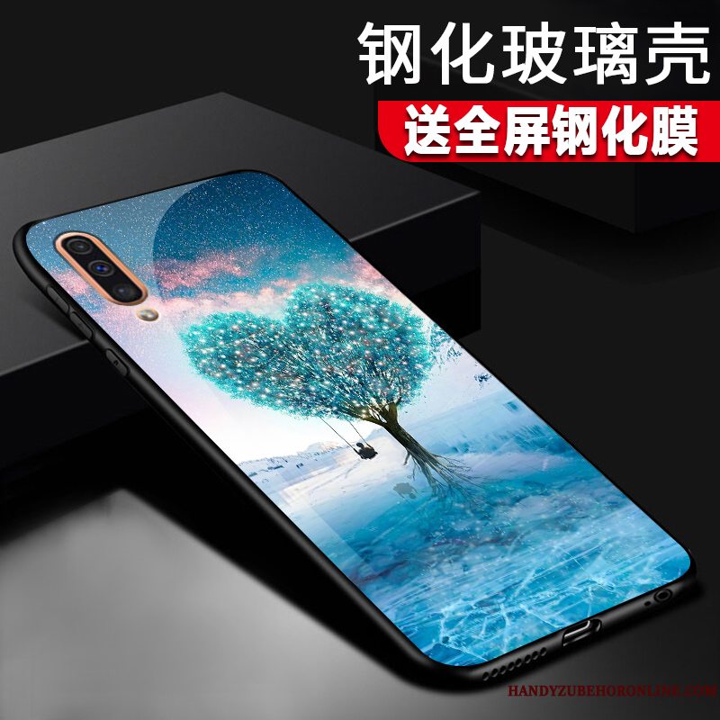 Etui Samsung Galaxy A50 Tasker Trendy Glas, Cover Samsung Galaxy A50 Silikone Spejl Sort