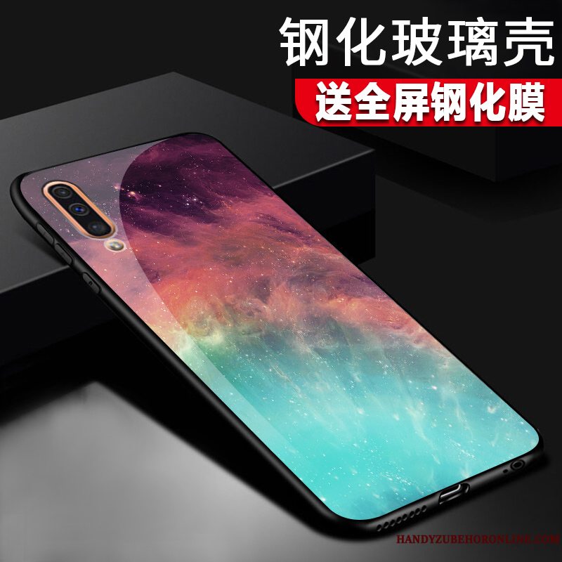 Etui Samsung Galaxy A50 Tasker Trendy Glas, Cover Samsung Galaxy A50 Silikone Spejl Sort