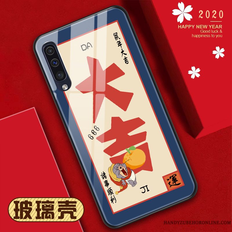 Etui Samsung Galaxy A50s Tasker Rotte Telefon, Cover Samsung Galaxy A50s Blå Glas