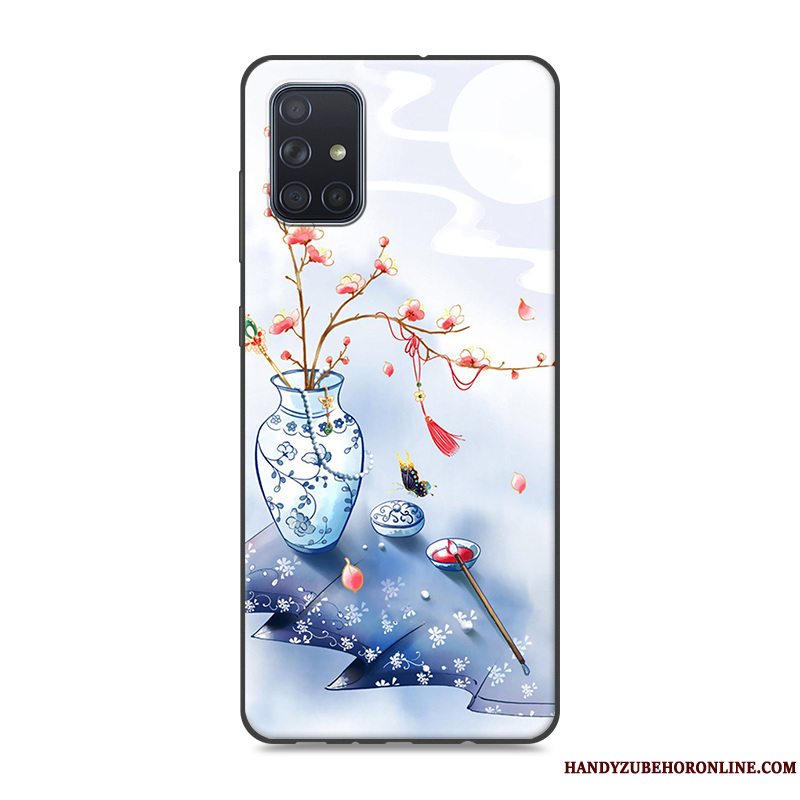 Etui Samsung Galaxy A51 Beskyttelse Kinesisk Stil Blå, Cover Samsung Galaxy A51 Vintage Telefontrend