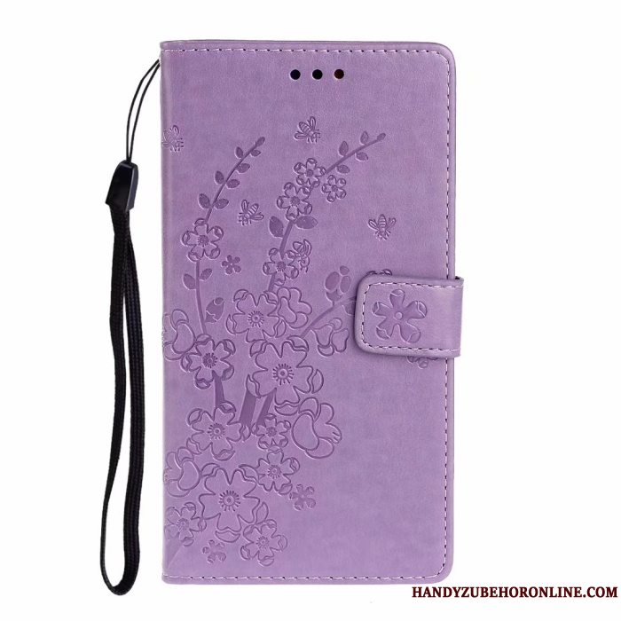 Etui Samsung Galaxy A51 Folio Plomme Blomst Lilla, Cover Samsung Galaxy A51 Support Korte Kort