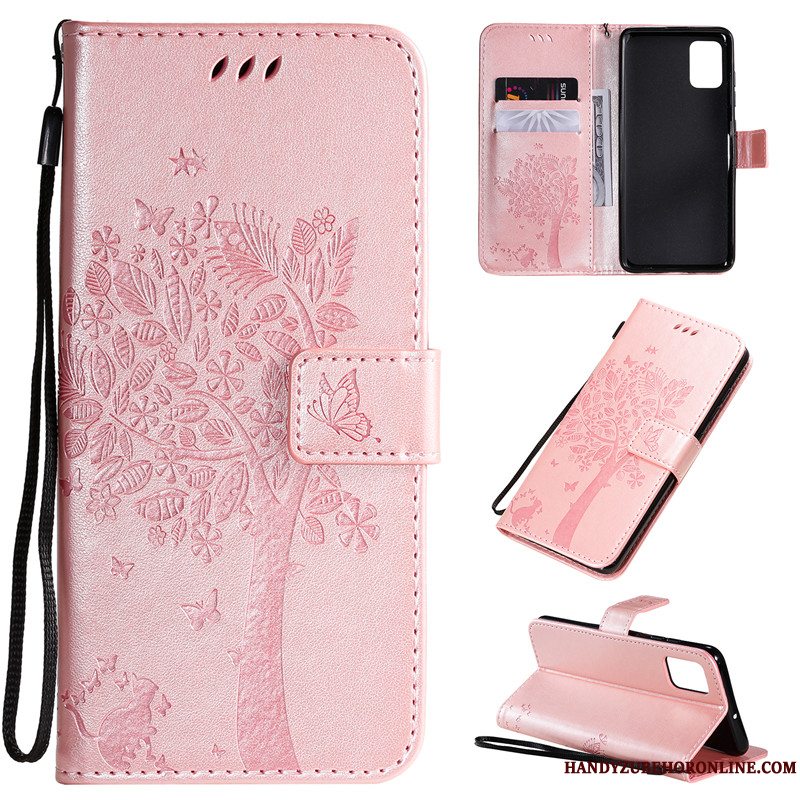 Etui Samsung Galaxy A51 Folio Telefonrød, Cover Samsung Galaxy A51 Tasker Anti-fald