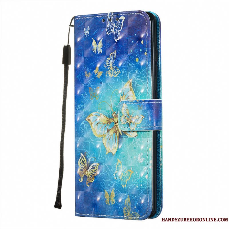 Etui Samsung Galaxy A51 Læder Rød Lilla, Cover Samsung Galaxy A51 Malet Sommerfugle Telefon