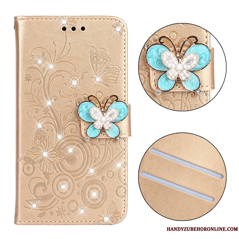 Etui Samsung Galaxy A51 Silikone Telefonanti-fald, Cover Samsung Galaxy A51 Folio Sommerfugl Blomster Lyserød