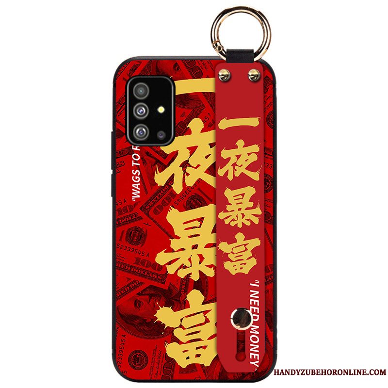 Etui Samsung Galaxy A51 Support Sort Elskeren, Cover Samsung Galaxy A51 Kreativ Net Red Anti-fald