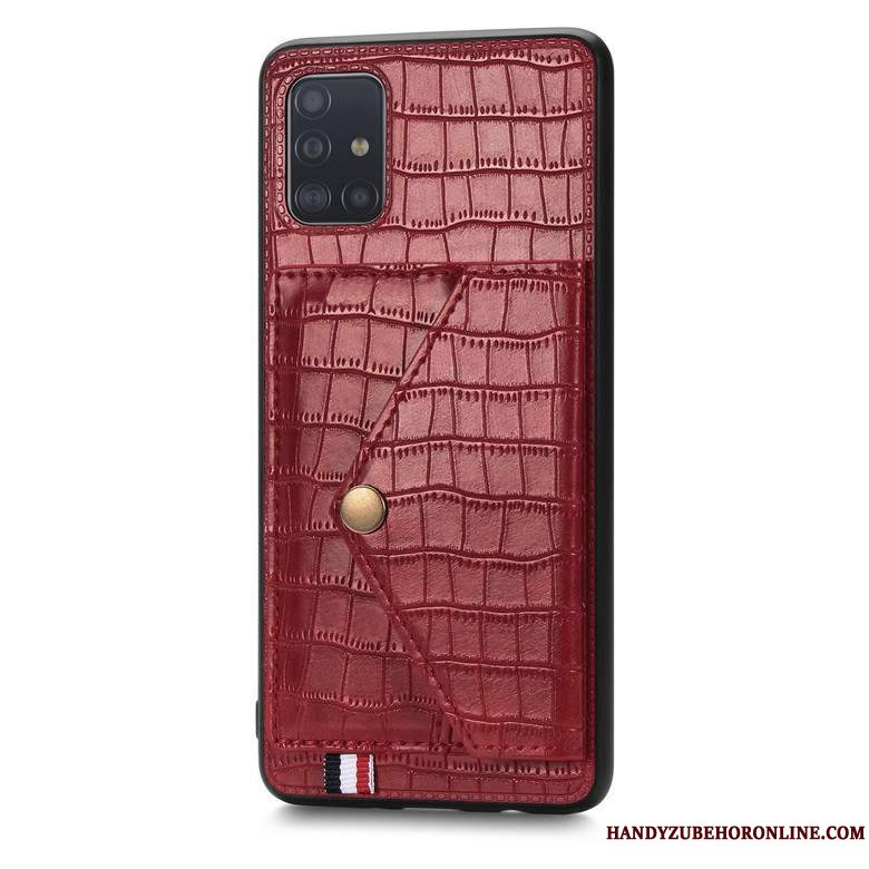 Etui Samsung Galaxy A51 Tasker Telefonanti-fald, Cover Samsung Galaxy A51 Tegnebog Rosa Guld Kort