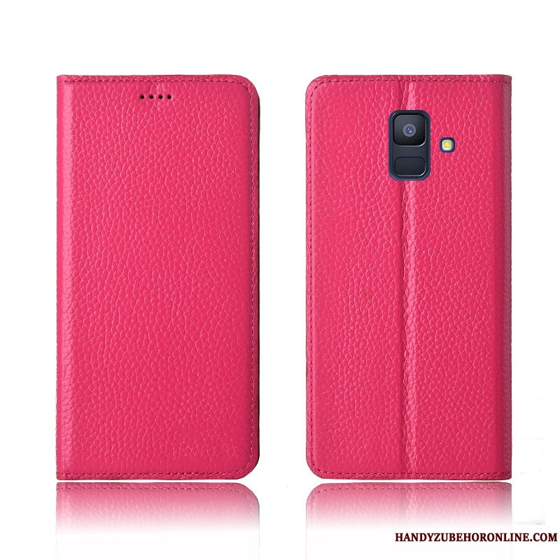 Etui Samsung Galaxy A6 Beskyttelse Anti-fald Telefon, Cover Samsung Galaxy A6 Læder Gul Litchi