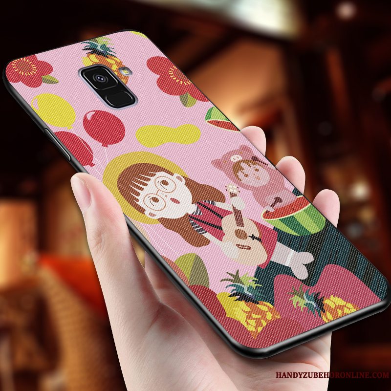 Etui Samsung Galaxy A6 Blød Ny Net Red, Cover Samsung Galaxy A6 Cartoon Frugt Lyserød