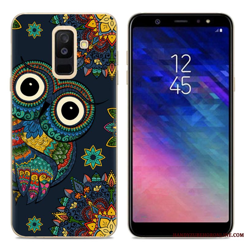 Etui Samsung Galaxy A6+ Kreativ Telefonlyserød, Cover Samsung Galaxy A6+ Cartoon