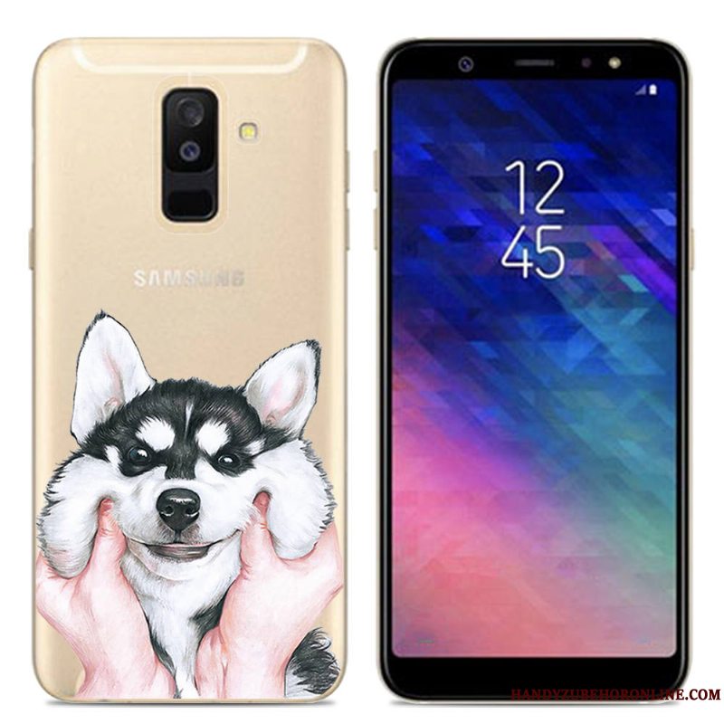 Etui Samsung Galaxy A6+ Kreativ Telefonlyserød, Cover Samsung Galaxy A6+ Cartoon