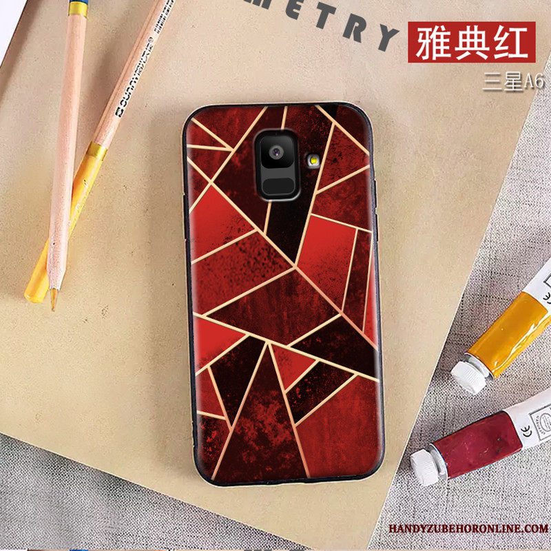 Etui Samsung Galaxy A6 Kreativ Trend Grøn, Cover Samsung Galaxy A6 Blød Telefonnubuck