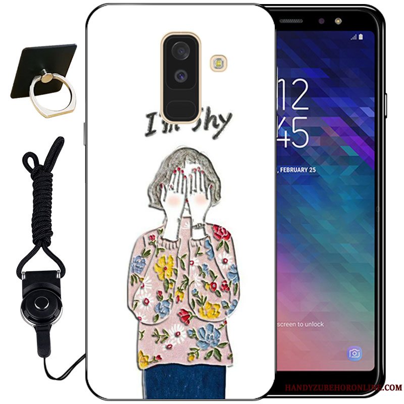 Etui Samsung Galaxy A6+ Relief Nuttet Vind, Cover Samsung Galaxy A6+ Blød Anti-fald Sort