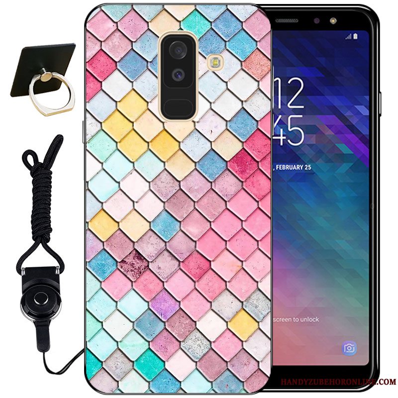 Etui Samsung Galaxy A6+ Relief Nuttet Vind, Cover Samsung Galaxy A6+ Blød Anti-fald Sort