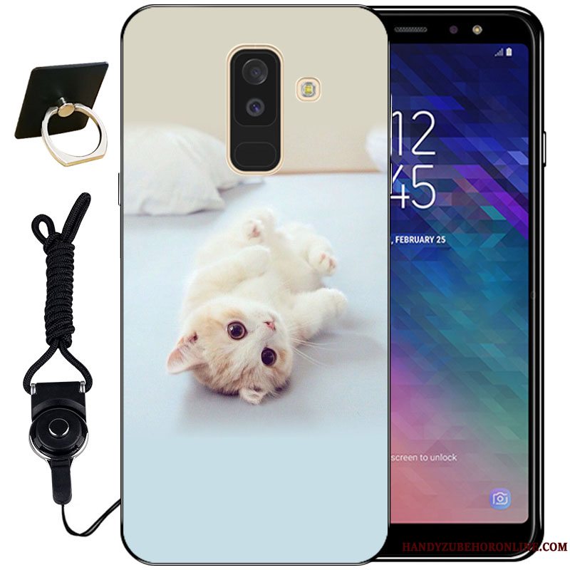 Etui Samsung Galaxy A6+ Relief Nuttet Vind, Cover Samsung Galaxy A6+ Blød Anti-fald Sort