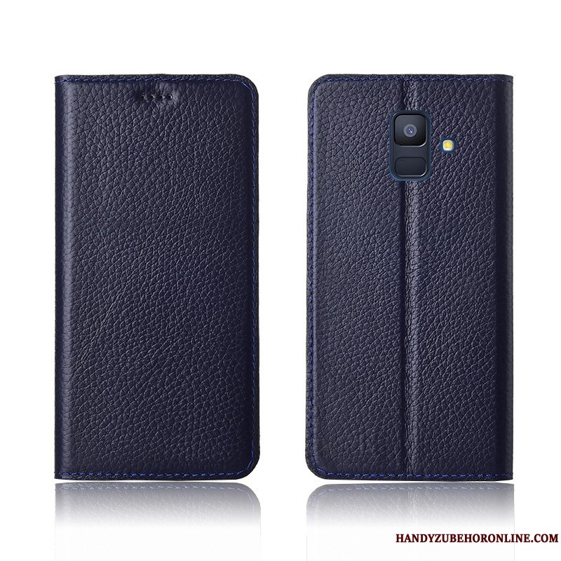 Etui Samsung Galaxy A6+ Silikone Telefonanti-fald, Cover Samsung Galaxy A6+ Læder Litchi Gul