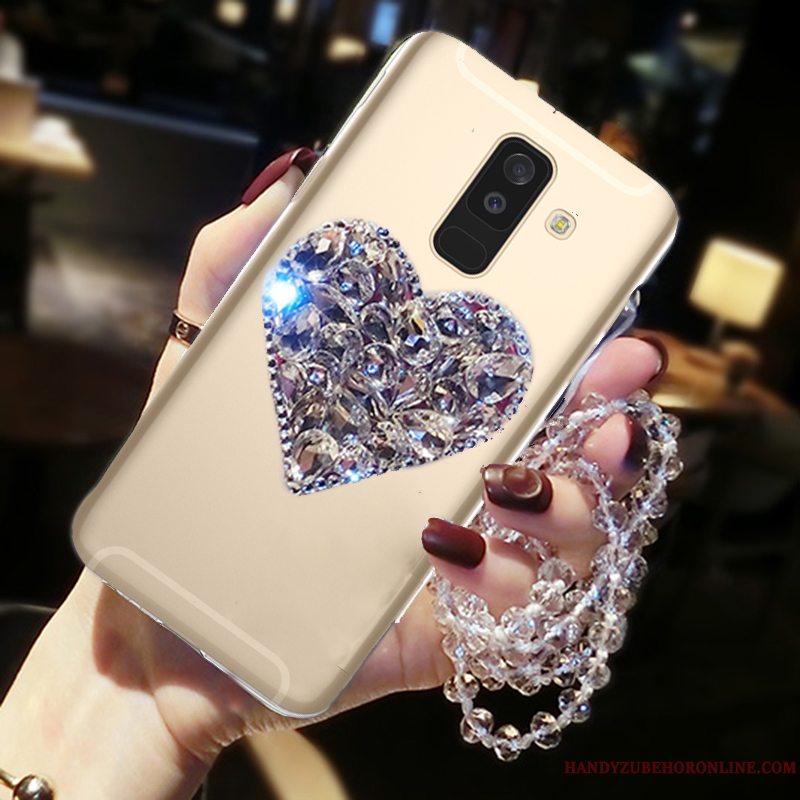 Etui Samsung Galaxy A6+ Strass Hængende Ornamenter Kærlighed, Cover Samsung Galaxy A6+ Beskyttelse Telefonanti-fald