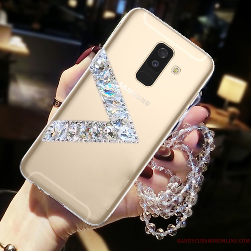 Etui Samsung Galaxy A6+ Strass Hængende Ornamenter Kærlighed, Cover Samsung Galaxy A6+ Beskyttelse Telefonanti-fald