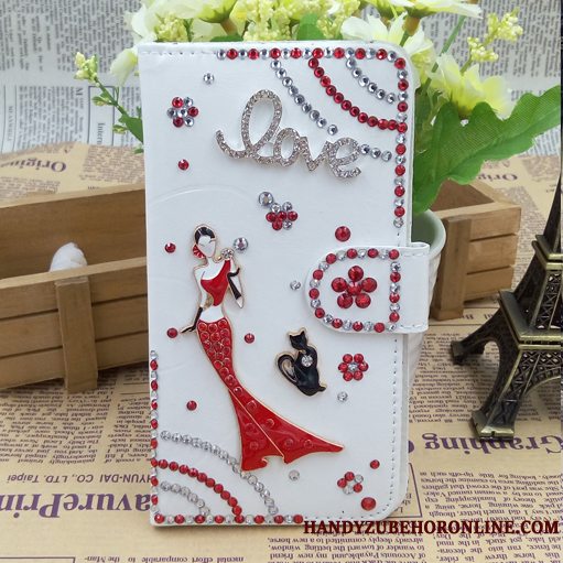 Etui Samsung Galaxy A6+ Strass Rød Telefon, Cover Samsung Galaxy A6+ Beskyttelse Cool Hængende Ornamenter