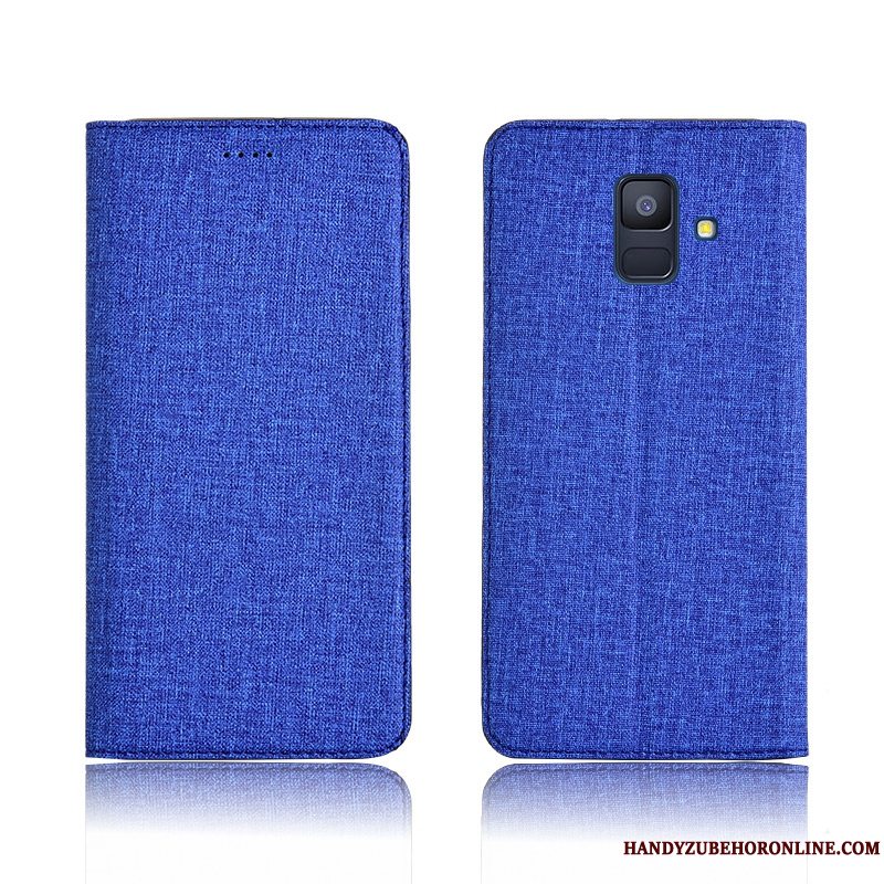 Etui Samsung Galaxy A6 Tasker Bomuld Og Linned Lyserød, Cover Samsung Galaxy A6 Læder Anti-fald Telefon