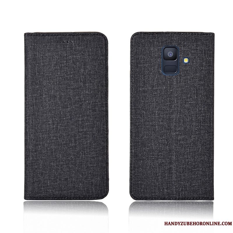 Etui Samsung Galaxy A6 Tasker Bomuld Og Linned Lyserød, Cover Samsung Galaxy A6 Læder Anti-fald Telefon