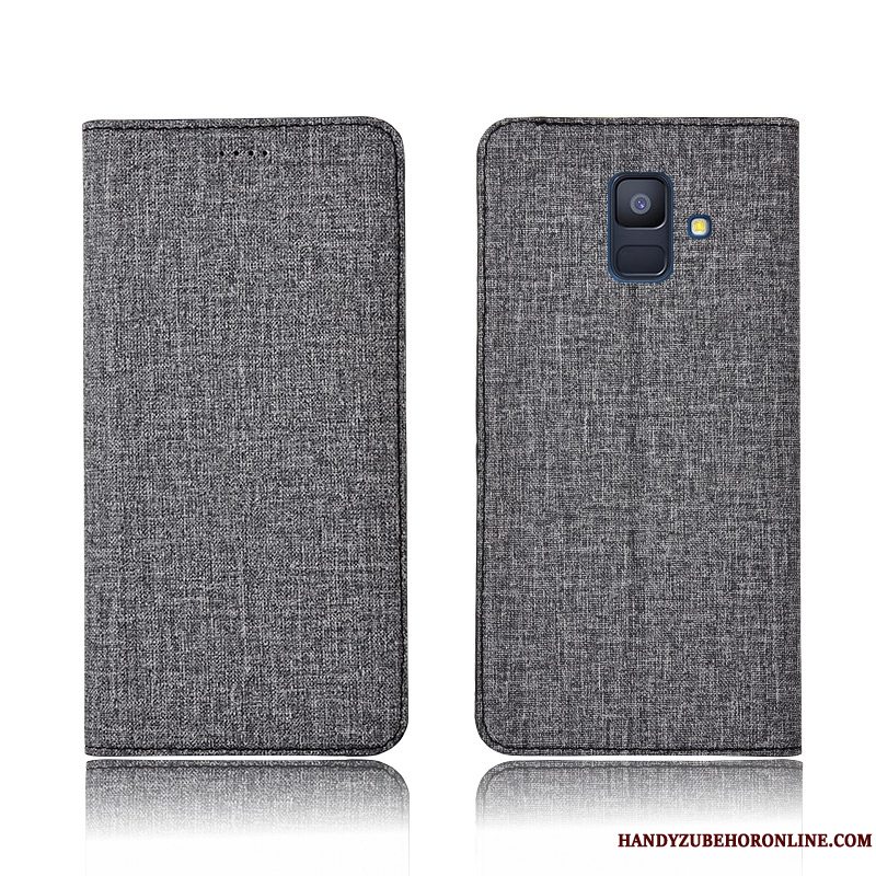 Etui Samsung Galaxy A6 Tasker Bomuld Og Linned Lyserød, Cover Samsung Galaxy A6 Læder Anti-fald Telefon