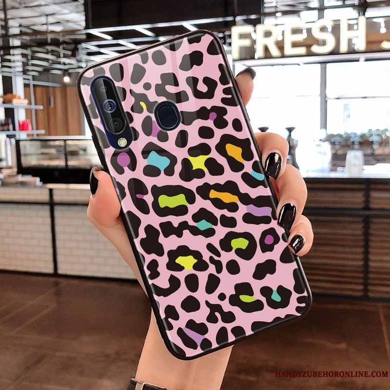 Etui Samsung Galaxy A60 Beskyttelse Glas Bølge Punkt, Cover Samsung Galaxy A60 Leopard Hængende Ornamenter