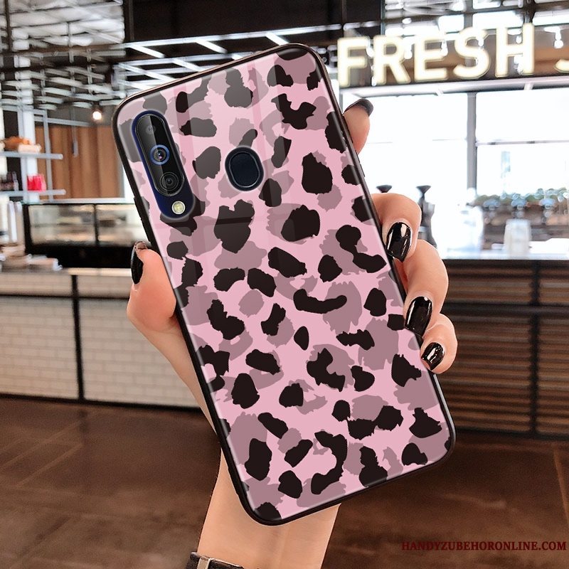 Etui Samsung Galaxy A60 Beskyttelse Glas Bølge Punkt, Cover Samsung Galaxy A60 Leopard Hængende Ornamenter