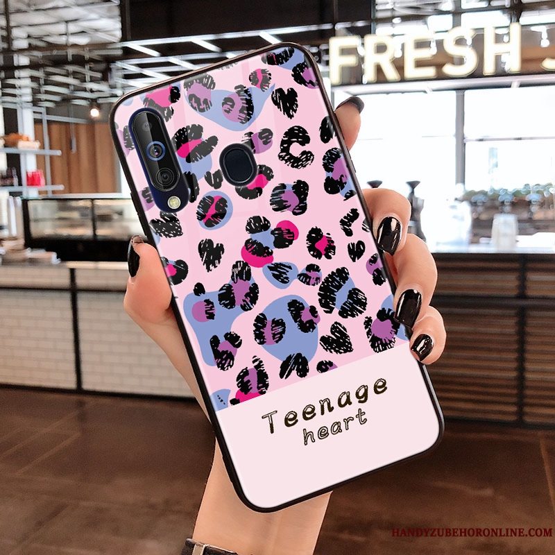 Etui Samsung Galaxy A60 Beskyttelse Glas Bølge Punkt, Cover Samsung Galaxy A60 Leopard Hængende Ornamenter