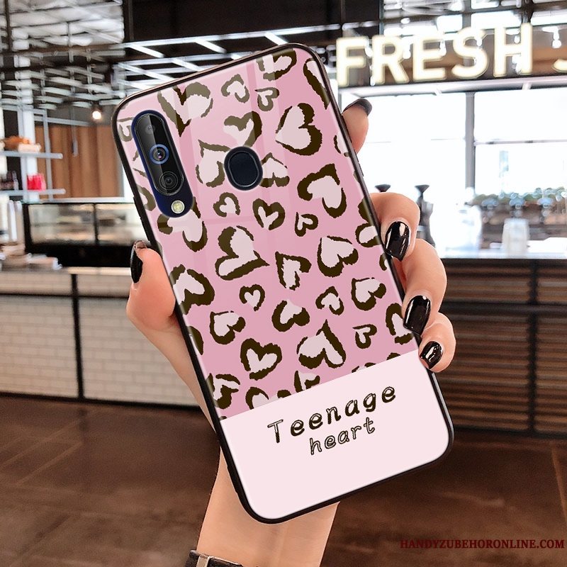 Etui Samsung Galaxy A60 Beskyttelse Glas Bølge Punkt, Cover Samsung Galaxy A60 Leopard Hængende Ornamenter