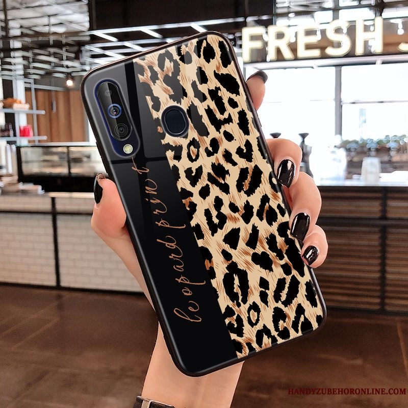 Etui Samsung Galaxy A60 Beskyttelse Glas Bølge Punkt, Cover Samsung Galaxy A60 Leopard Hængende Ornamenter