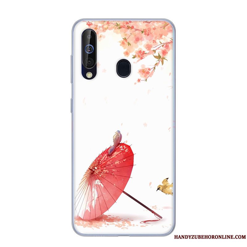 Etui Samsung Galaxy A60 Beskyttelse Hvid Anti-fald, Cover Samsung Galaxy A60 Blød Lyserød Telefon