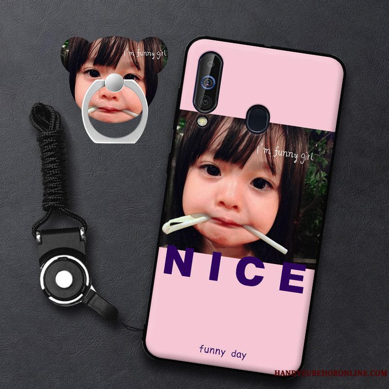 Etui Samsung Galaxy A60 Blød Frisk Telefon, Cover Samsung Galaxy A60 Lyserød Hængende Ornamenter