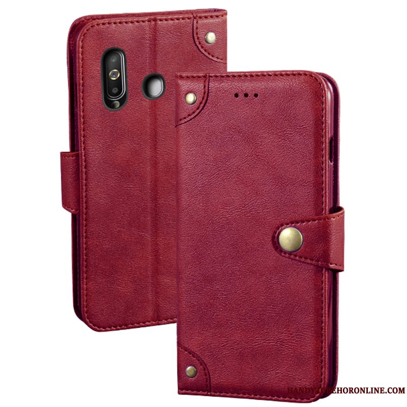 Etui Samsung Galaxy A60 Kreativ Kort Telefon, Cover Samsung Galaxy A60 Beskyttelse Rød