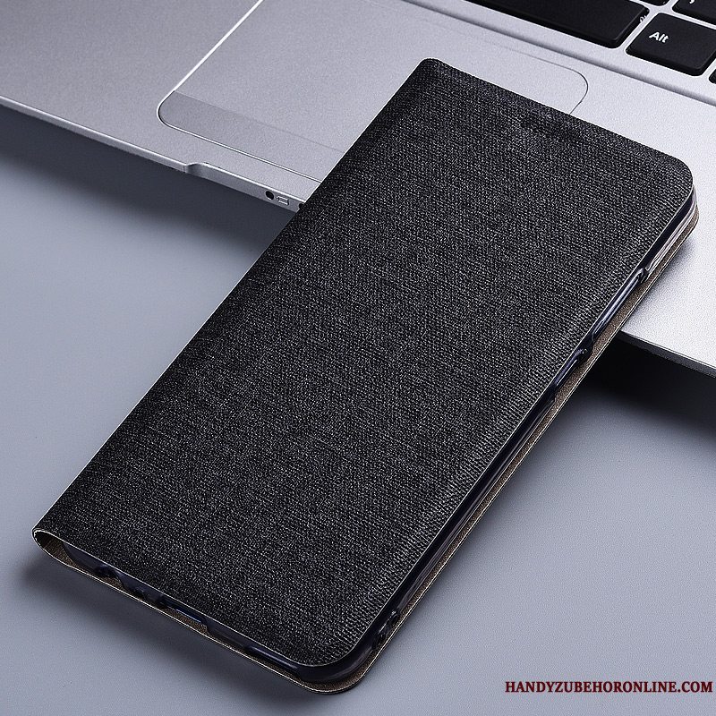 Etui Samsung Galaxy A60 Læder Telefonblå, Cover Samsung Galaxy A60 Folio Bomuld Og Linned