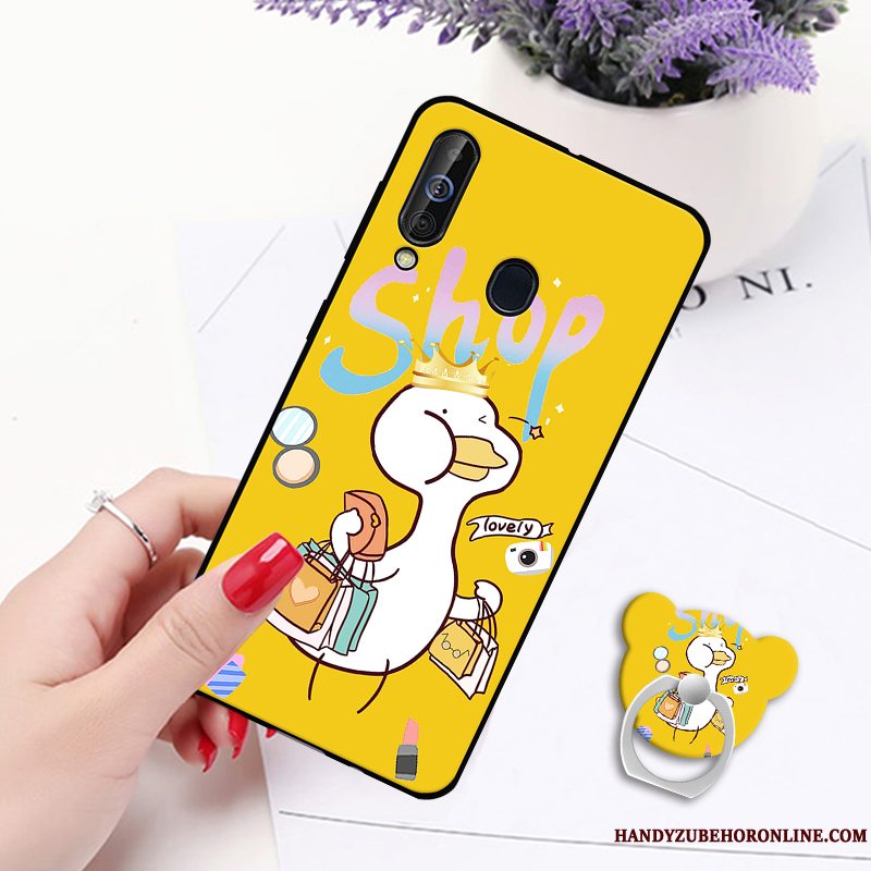 Etui Samsung Galaxy A60 Malet Hvid Telefon, Cover Samsung Galaxy A60 Support Hængende Ornamenter Anti-fald