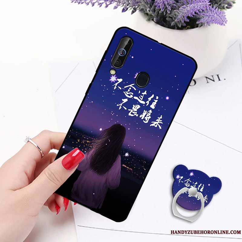 Etui Samsung Galaxy A60 Malet Hvid Telefon, Cover Samsung Galaxy A60 Support Hængende Ornamenter Anti-fald