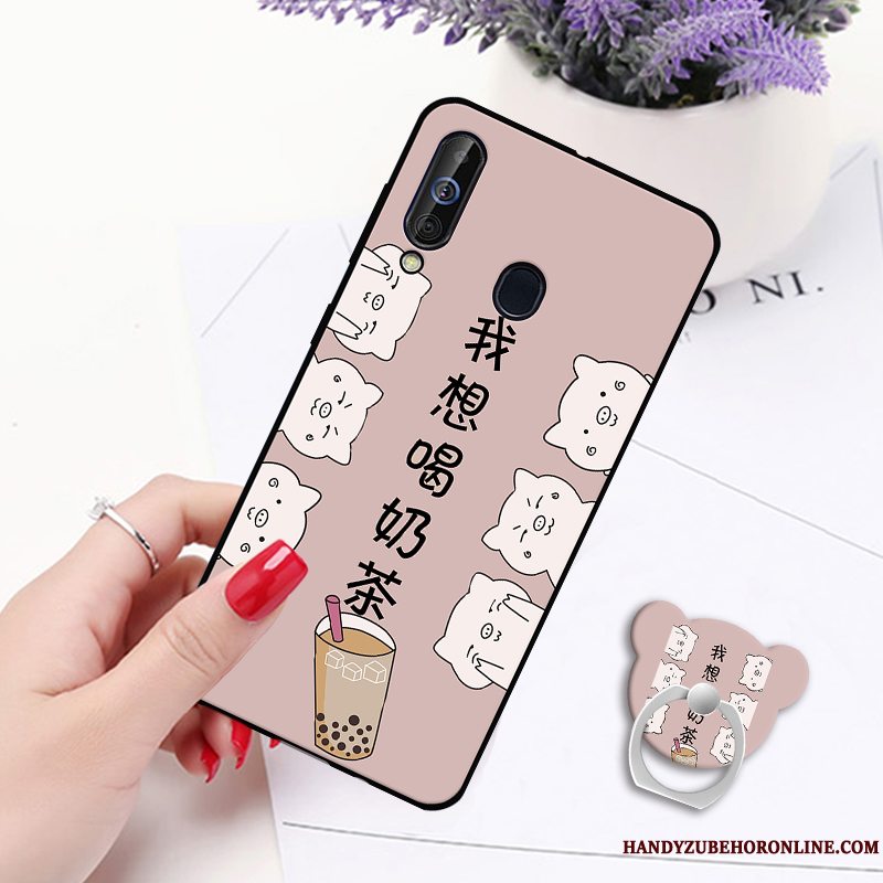 Etui Samsung Galaxy A60 Malet Hvid Telefon, Cover Samsung Galaxy A60 Support Hængende Ornamenter Anti-fald