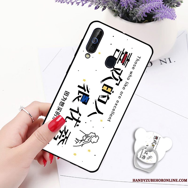 Etui Samsung Galaxy A60 Malet Hvid Telefon, Cover Samsung Galaxy A60 Support Hængende Ornamenter Anti-fald