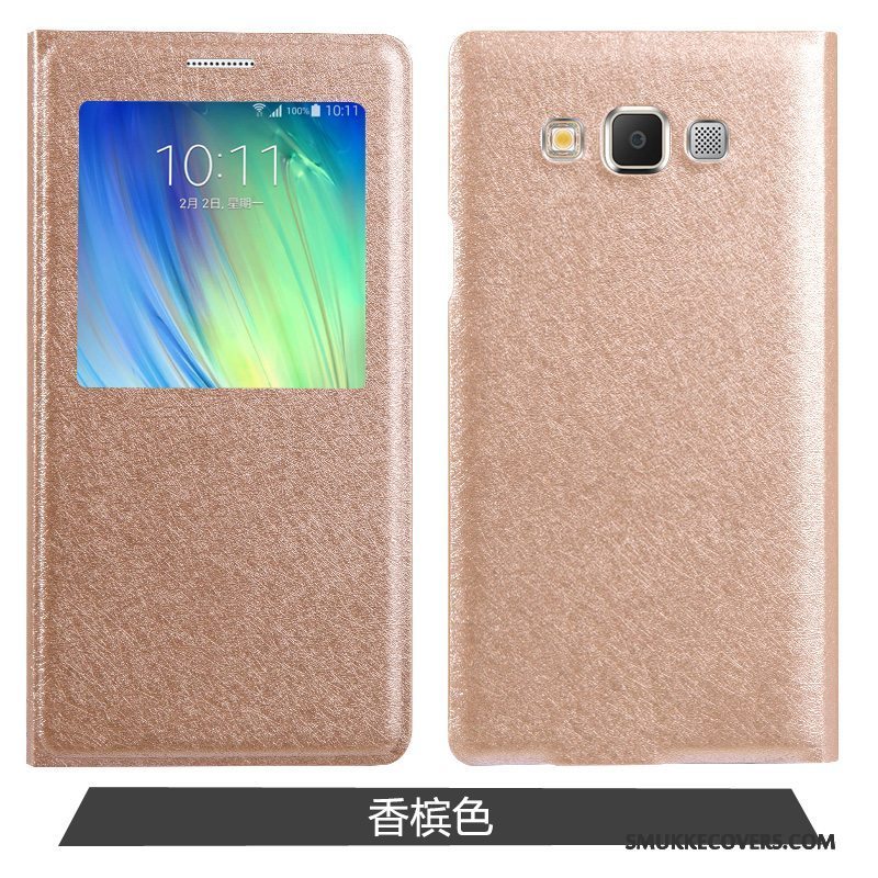 Etui Samsung Galaxy A7 2015 Beskyttelse Anti-fald Guld, Cover Samsung Galaxy A7 2015 Folio Telefon