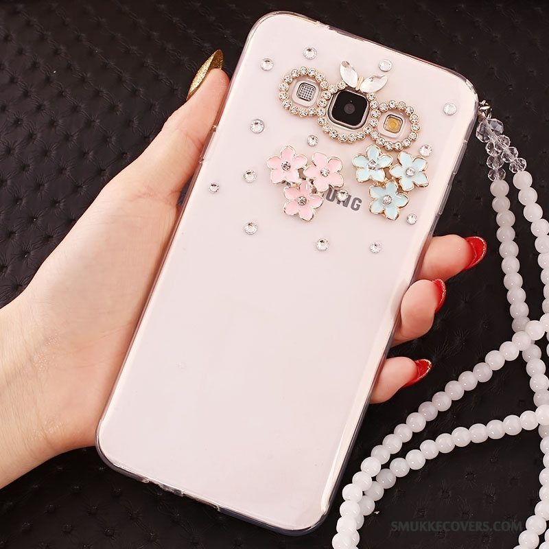 Etui Samsung Galaxy A7 2015 Beskyttelse Hængende Ornamenter Anti-fald, Cover Samsung Galaxy A7 2015 Strass Hvid Telefon