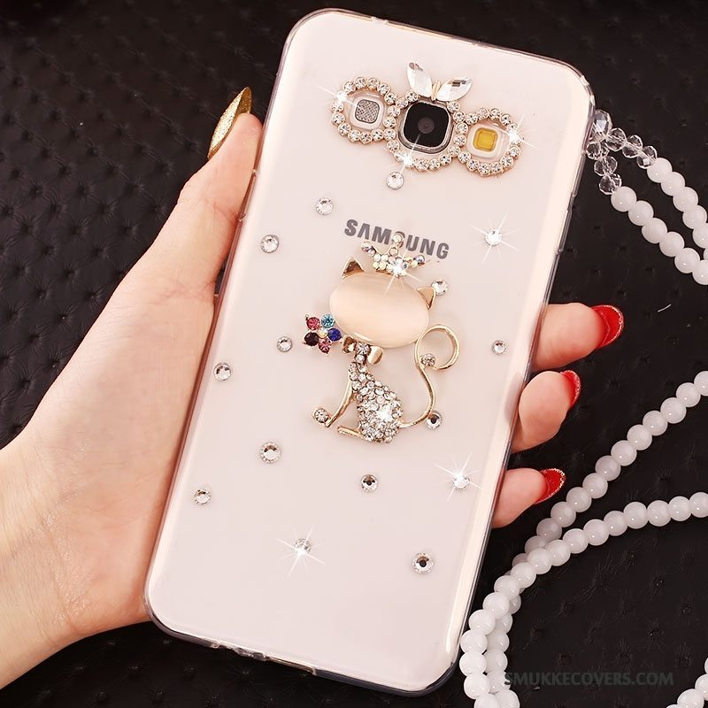 Etui Samsung Galaxy A7 2015 Beskyttelse Hængende Ornamenter Anti-fald, Cover Samsung Galaxy A7 2015 Strass Hvid Telefon