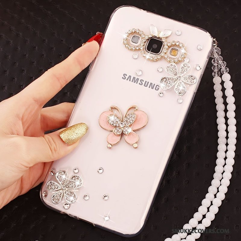 Etui Samsung Galaxy A7 2015 Beskyttelse Hængende Ornamenter Anti-fald, Cover Samsung Galaxy A7 2015 Strass Hvid Telefon