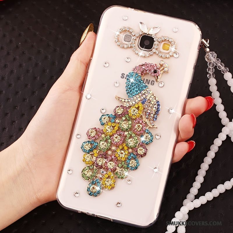 Etui Samsung Galaxy A7 2015 Beskyttelse Hængende Ornamenter Anti-fald, Cover Samsung Galaxy A7 2015 Strass Hvid Telefon